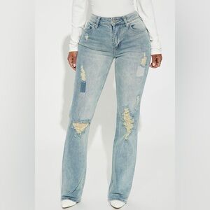 Distressed Light Bootcut  Blue Women's Jeans